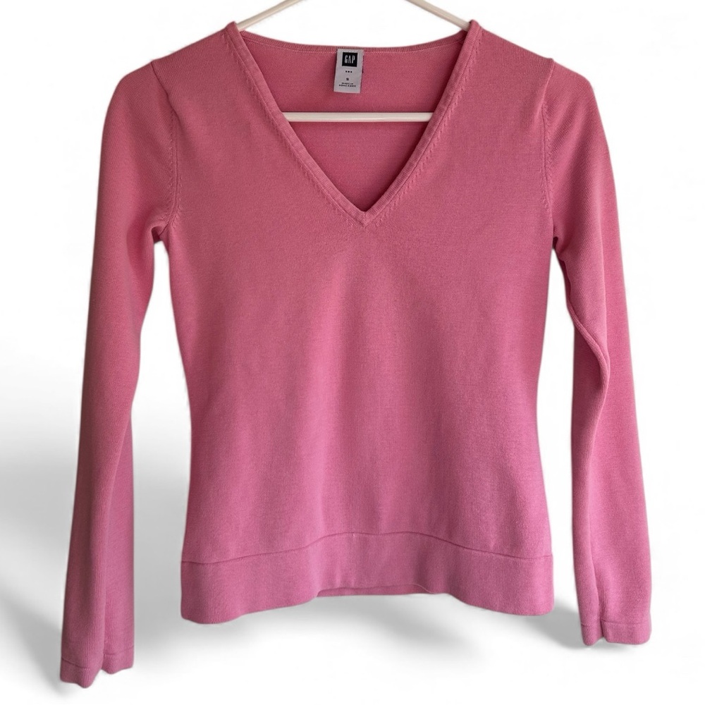 GAP Factory V-Neck Pink Cotton Sweater Small